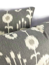 Load image into Gallery viewer, Dark Gray and Cream Ikat Print Cotton Pillow Cover - 20&quot; x 20&quot;
