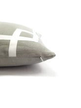 Load image into Gallery viewer, Gray Heavy Linen with White Ribbon Embellishment Pillow Cover
