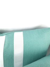 Load image into Gallery viewer, 12&quot; x 20&quot; Aqua Blue with White Ribbon Embellished Lumbar Pillow Cover
