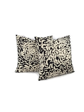 Load image into Gallery viewer, Black and Light Gray Large Floral Print Accent Pillow Cover - 20&quot; x 20&quot;
