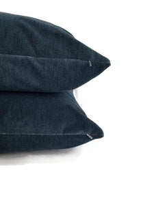 Pollack Soho Plush in Hudson Pillow Cover - 20" x 20" Plush Velvet in Dark Blue/Teal Pillow Cover