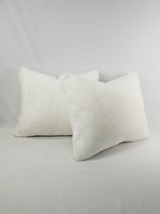 15.5" x 18" Bright White Faux Fur Pillow Cover with Feather Insert