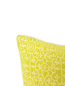 Raoul Textiles - Perada in Chartreuse Linen Screen Print Pillow Cover