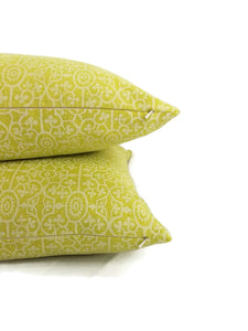 Raoul Textiles - Perada in Chartreuse Linen Screen Print Pillow Cover