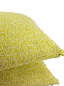 Raoul Textiles - Perada in Chartreuse Linen Screen Print Pillow Cover