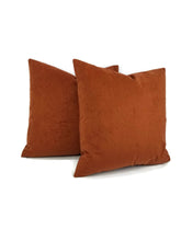 Load image into Gallery viewer, Rust Suede Pillow Cover - 20&quot; x 20&quot; Solid Brown Red Suede Cushion Case
