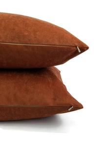 Rust Suede Pillow Cover - 20" x 20" Solid Brown Red Suede Cushion Case