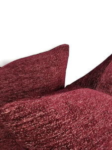 Bright Burgundy with Metallic Thread Woven Textured Chenille Pillow Cover - 20" x 20" Textured Chenille Cushion Case