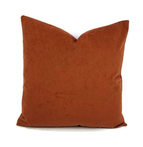 Rust Suede Pillow Cover - 20" x 20" Solid Brown Red Suede Cushion Case