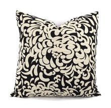 Load image into Gallery viewer, Black and Light Gray Large Floral Print Accent Pillow Cover - 20&quot; x 20&quot;
