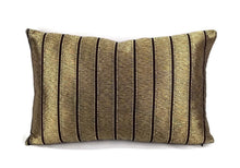 Load image into Gallery viewer, Ralph Lauren Ellington Stripe in Tarnished Gold Lumbar Pillow Cover - 11.5&quot; x 18&quot; Black and Gold Stripe Accent Cover
