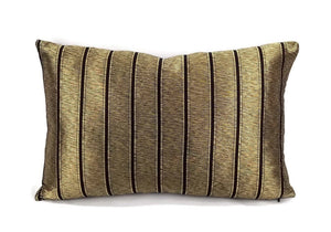 Ralph Lauren Ellington Stripe in Tarnished Gold Lumbar Pillow Cover - 11.5" x 18" Black and Gold Stripe Accent Cover