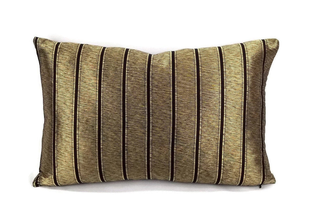 Ralph Lauren Ellington Stripe in Tarnished Gold Lumbar Pillow Cover - 11.5