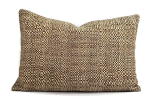 13" x 19.5" Brown and Tan Basket Woven Textured Lumbar Pillow Cover