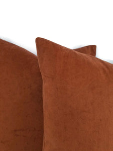 Rust Suede Pillow Cover - 20" x 20" Solid Brown Red Suede Cushion Case