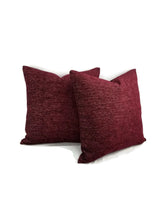 Load image into Gallery viewer, Bright Burgundy with Metallic Thread Woven Textured Chenille Pillow Cover - 20&quot; x 20&quot; Textured Chenille Cushion Case
