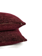 Load image into Gallery viewer, Bright Burgundy with Metallic Thread Woven Textured Chenille Pillow Cover - 20&quot; x 20&quot; Textured Chenille Cushion Case
