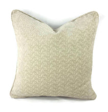 Load image into Gallery viewer, Dusty Cream Chevron Raised Chenille with Self-Welt Pillow Cover
