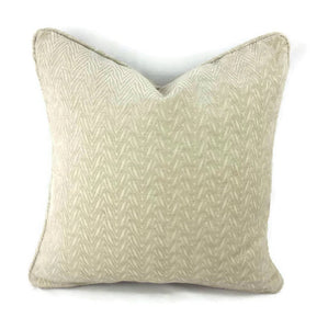 Dusty Cream Chevron Raised Chenille with Self-Welt Pillow Cover