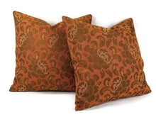 Load image into Gallery viewer, Set of 2: Rust with Brown Floral Pattern Vintage Pillow Covers
