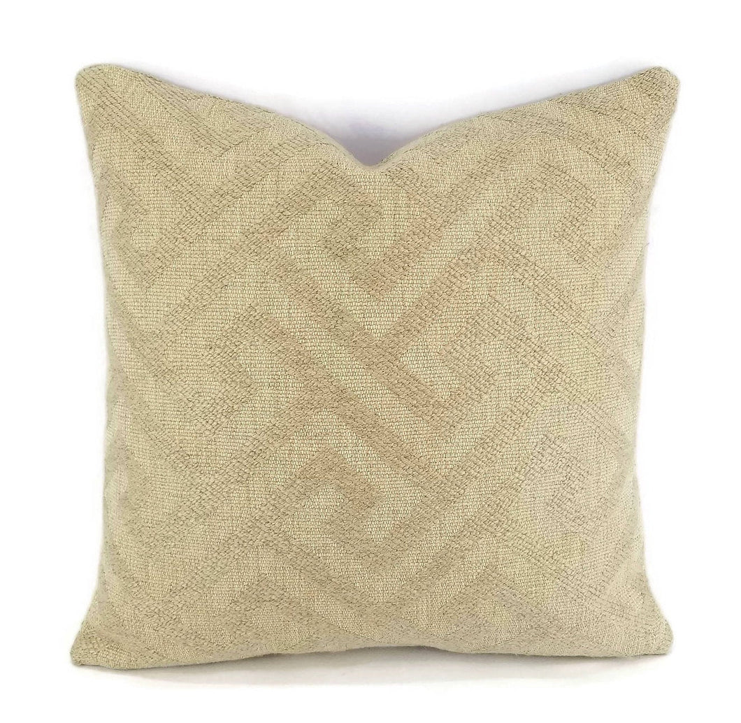 F. Schumacher L'Orient Fret in the color Greige Pillow Cover