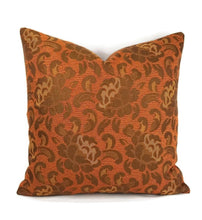 Load image into Gallery viewer, Rust with Brown Floral Pattern Vintage Pillow Cover
