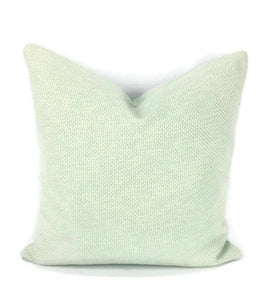 Mint and Ivory Basket Woven Linen/Cotton Pillow Cover