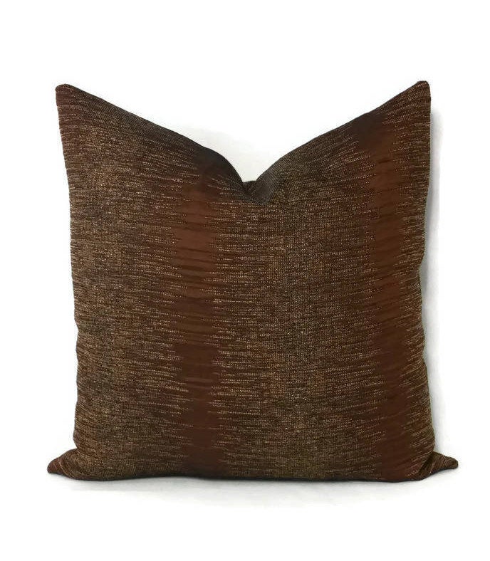 Brown Matelasse Shimmery Stripe Pillow Cover