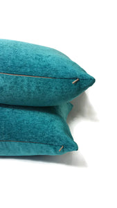 Solid Turquoise Thin Chenille Pillow Cover