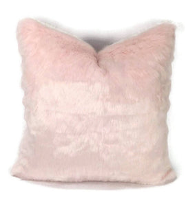 Light Baby Pink Shiny Faux Fur Pillow Cover