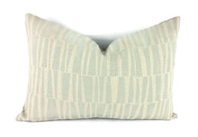 Load image into Gallery viewer, 14&quot; x 21&quot; Light Blue on Cream Linen Abstract Lumbar Pillow Cover
