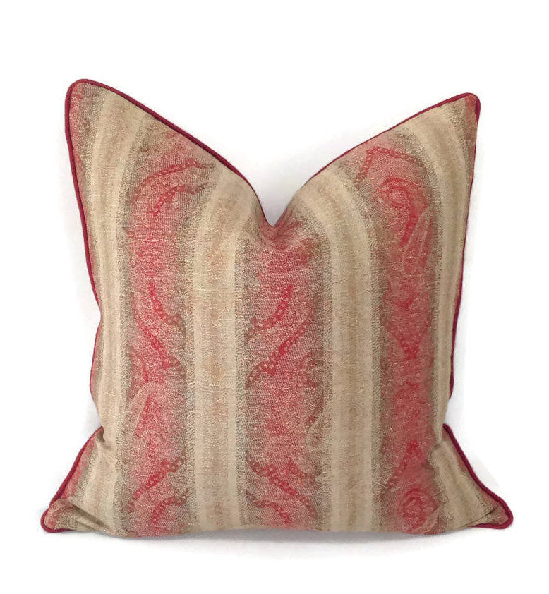 Mulberry Home Misty Paisley in Red and Oli Pillow Cover