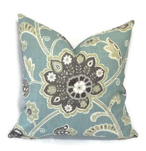 Load image into Gallery viewer, Fabricut Story of Night in the color Pond Pillow Cover
