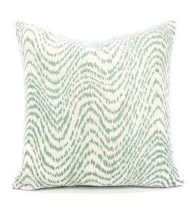 Off white with Aqua Wave Pattern Pillow Cover