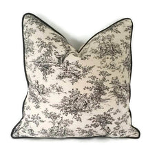 Load image into Gallery viewer, Off white and Dark Brown Toile Pillow Cover
