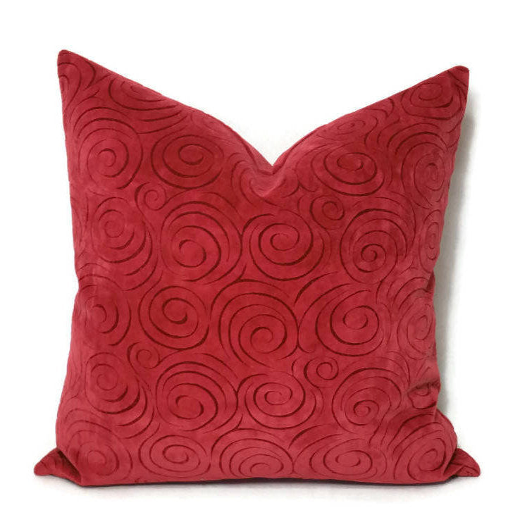 Dark Pink Rosette Velvet Pillow Cover