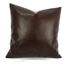 Load image into Gallery viewer, Chocolate Brown Faux Leather Vinyl Pillow Cover - 20&quot; x 20&quot;
