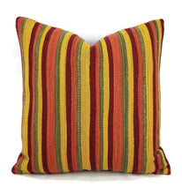 Load image into Gallery viewer, Red, Yellow, Green Woven Striped Pillow Cover - 20&quot; x 20&quot;
