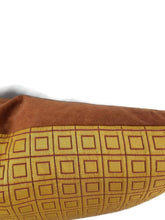 Load image into Gallery viewer, Rust and Gold Square Pattern Lumbar Pillow Cover - 13.5&quot; x 22&quot;
