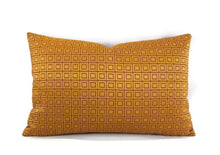 Load image into Gallery viewer, Rust and Gold Square Pattern Lumbar Pillow Cover - 13.5&quot; x 22&quot;
