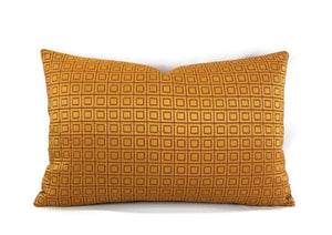 Rust and Gold Square Pattern Lumbar Pillow Cover - 13.5" x 22"