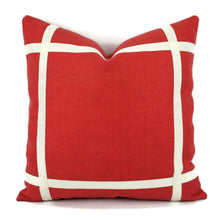 Load image into Gallery viewer, Rose Red with Cream Ribbon Embellishment Pillow Cover
