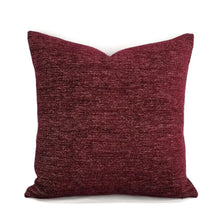 Load image into Gallery viewer, Bright Burgundy with Metallic Thread Woven Textured Chenille Pillow Cover - 20&quot; x 20&quot; Textured Chenille Cushion Case
