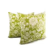 Load image into Gallery viewer, Biko Leaf Green and White Cotton Pillow Cover
