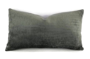 11" x 20" Smokey Gray Solid Chenille Lumbar Pillow Cover