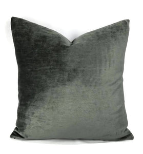 Smokey Gray Solid Chenille Pillow Cover