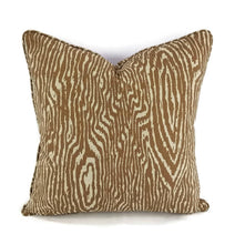 Load image into Gallery viewer, Brown and Tan Wood Grain with Self-Welt Linen Pillow Cover
