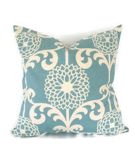 Load image into Gallery viewer, Fun Floret Spa Light Blue and Cream Floral Cotton Pillow Cover
