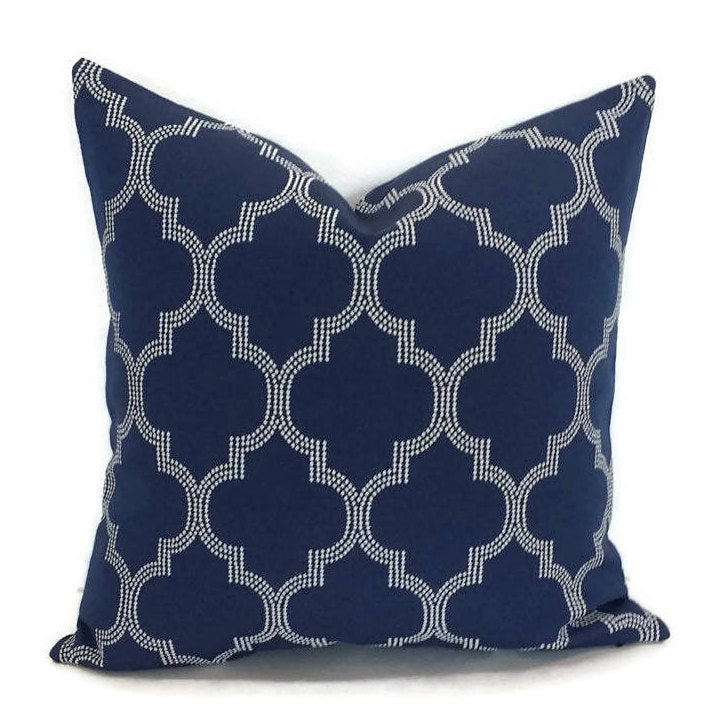 Navy Blue Moroccan Trellis Pillow Cover