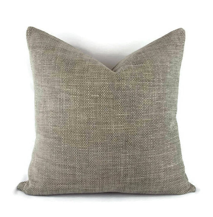 Dark Gray and Gray Basket Woven Chenille Pillow Cover